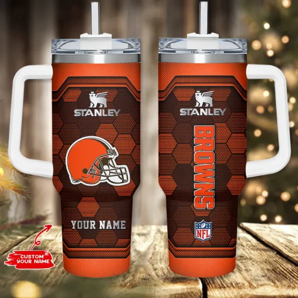 Cleveland Browns Simple Modem 40oz Tumbler With Handle And Straw Lid AZC40OZT684