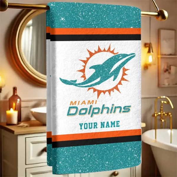 Miami Dolphins  New Bath Towel Custom Any Name Gift For Fan SPTNBATHTOWEL251