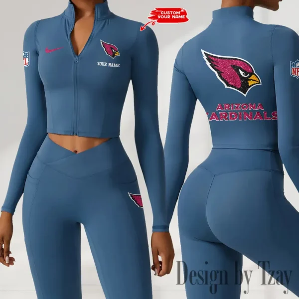 Arizona Cardinals Zipper Sports Top Women Gym Long Sleeve for Fitness SPTZSTW102 - Image 2