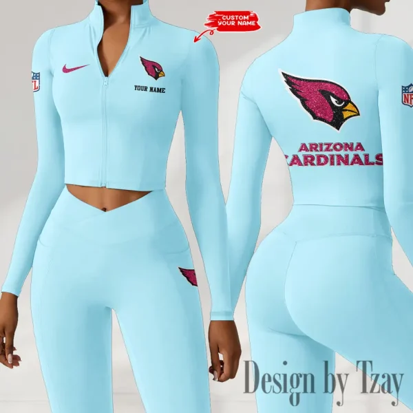 Arizona Cardinals Zipper Sports Top Women Gym Long Sleeve for Fitness SPTZSTW102 - Image 3