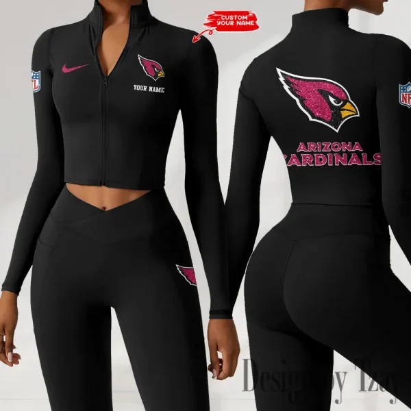 Arizona Cardinals Zipper Sports Top Women Gym Long Sleeve for Fitness SPTZSTW102 - Image 4
