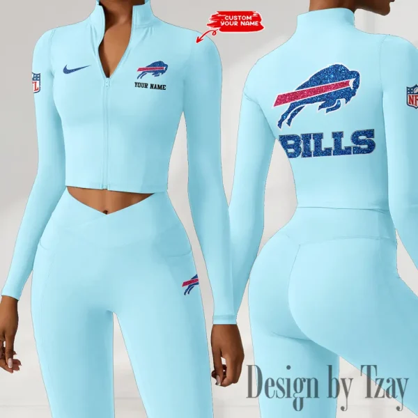 Buffalo Bills Zipper Sports Top Women Gym Long Sleeve for Fitness SPTZSTW105