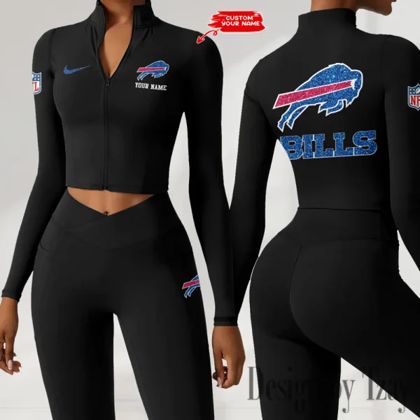 Buffalo Bills Zipper Sports Top Women Gym Long Sleeve for Fitness SPTZSTW105 - Image 3
