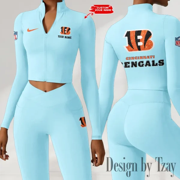 Cincinnati Bengals Zipper Sports Top Women Gym Long Sleeve for Fitness SPTZSTW108 - Image 4