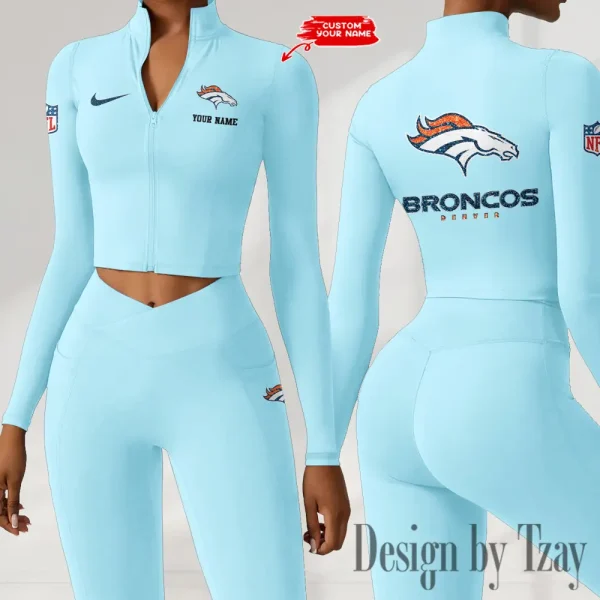 Denver Broncos Zipper Sports Top Women Gym Long Sleeve for Fitness SPTZSTW111