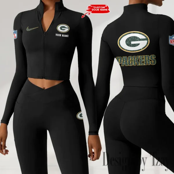 Green Bay Packers Zipper Sports Top Women Gym Long Sleeve for Fitness SPTZSTW113 - Image 4