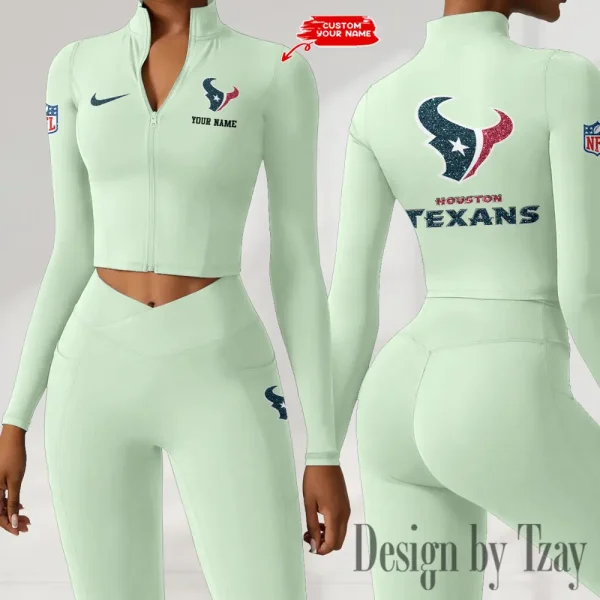 Houston Texans Zipper Sports Top Women Gym Long Sleeve for Fitness SPTZSTW114