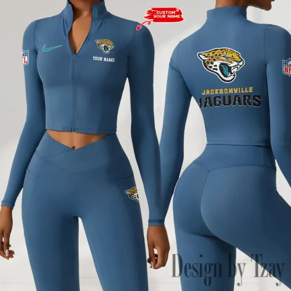 Jacksonville Jaguars Zipper Sports Top Women Gym Long Sleeve for Fitness SPTZSTW116