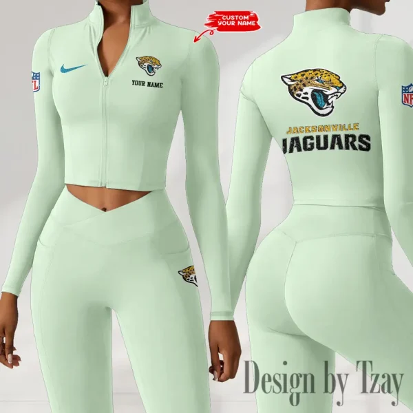 Jacksonville Jaguars Zipper Sports Top Women Gym Long Sleeve for Fitness SPTZSTW116 - Image 2