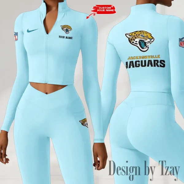 Jacksonville Jaguars Zipper Sports Top Women Gym Long Sleeve for Fitness SPTZSTW116 - Image 3