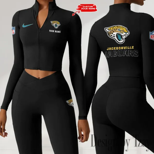 Jacksonville Jaguars Zipper Sports Top Women Gym Long Sleeve for Fitness SPTZSTW116 - Image 4