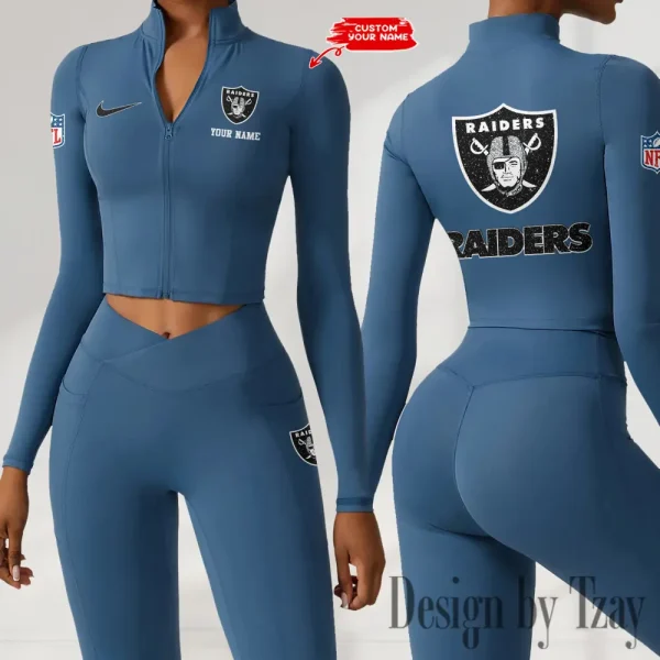 Las Vegas Raiders Zipper Sports Top Women Gym Long Sleeve for Fitness SPTZSTW118