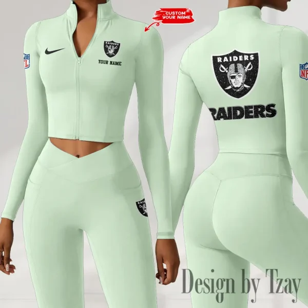 Las Vegas Raiders Zipper Sports Top Women Gym Long Sleeve for Fitness SPTZSTW118 - Image 4