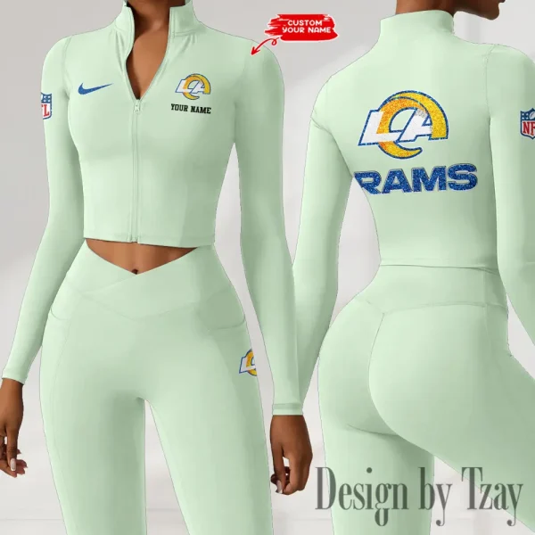 Los Angeles Rams Zipper Sports Top Women Gym Long Sleeve for Fitness SPTZSTW120