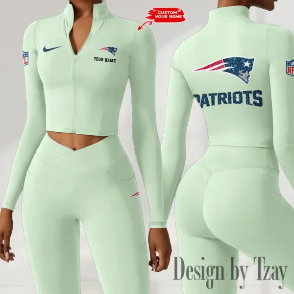 New England Patriots Zipper Sports Top Women Gym Long Sleeve for Fitness SPTZSTW123 - Image 4