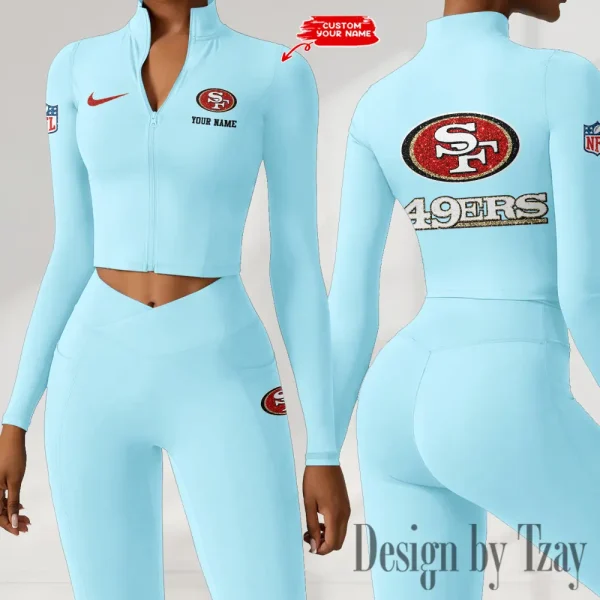 San Francisco 49ers Zipper Sports Top Women Gym Long Sleeve for Fitness SPTZSTW129