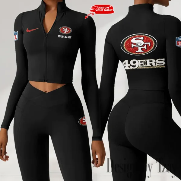 San Francisco 49ers Zipper Sports Top Women Gym Long Sleeve for Fitness SPTZSTW129 - Image 2