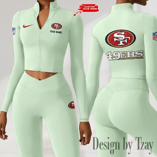 San Francisco 49ers Zipper Sports Top Women Gym Long Sleeve for Fitness SPTZSTW129 - Image 4