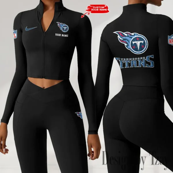 Tennessee Titans Zipper Sports Top Women Gym Long Sleeve for Fitness SPTZSTW132