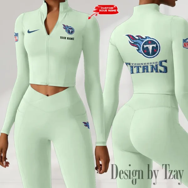 Tennessee Titans Zipper Sports Top Women Gym Long Sleeve for Fitness SPTZSTW132 - Image 3