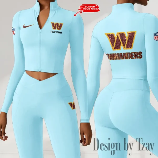 Washington Commanders Zipper Sports Top Women Gym Long Sleeve for Fitness SPTZSTW133