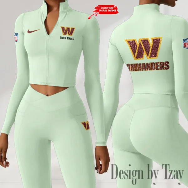Washington Commanders Zipper Sports Top Women Gym Long Sleeve for Fitness SPTZSTW133 - Image 2