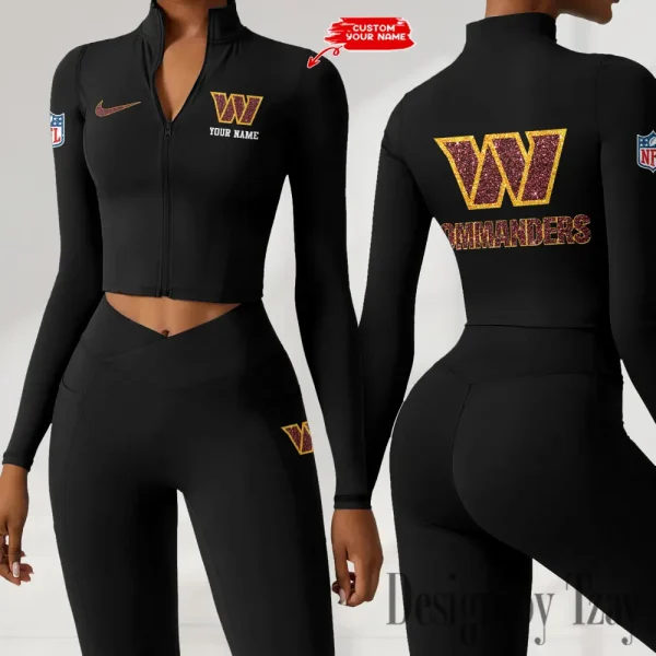Washington Commanders Zipper Sports Top Women Gym Long Sleeve for Fitness SPTZSTW133 - Image 3