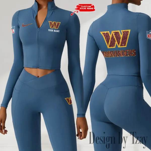 Washington Commanders Zipper Sports Top Women Gym Long Sleeve for Fitness SPTZSTW133 - Image 4