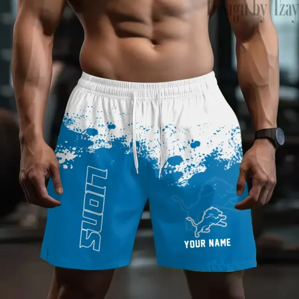 Detroit Lions Men's Beach Shorts Quick Dry Material Fitness Summer Casual Sports BGSHORT761