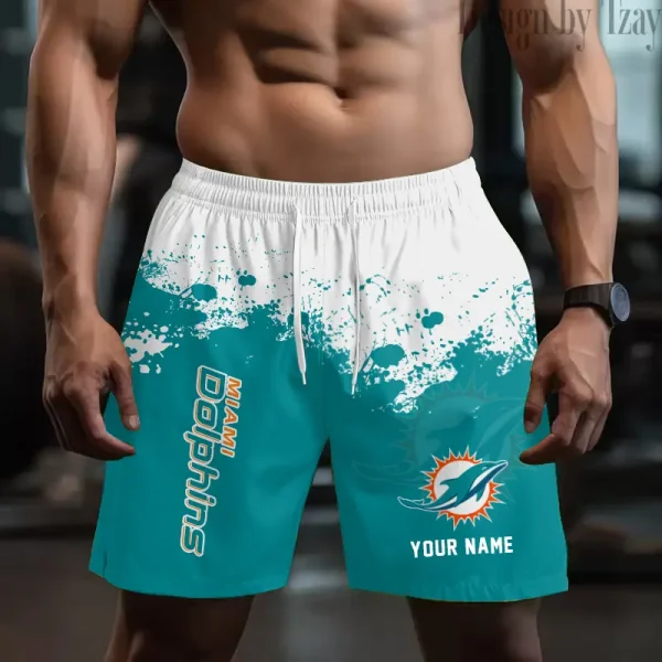 Miami Dolphins Men's Beach Shorts Quick Dry Material Fitness Summer Casual Sports BGSHORT770
