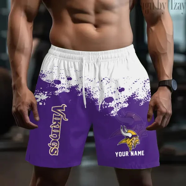 Minnesota Vikings Men's Beach Shorts Quick Dry Material Fitness Summer Casual Sports BGSHORT771
