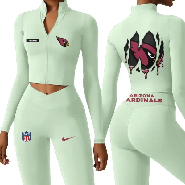 Arizona Cardinals Zipper Sports Top Women Gym Long Sleeve for Fitness SPTZSTW134 - Image 2