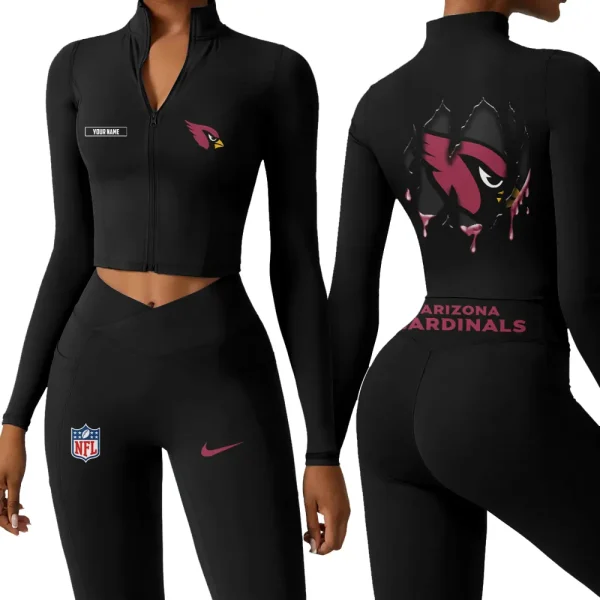Arizona Cardinals Zipper Sports Top Women Gym Long Sleeve for Fitness SPTZSTW134 - Image 3