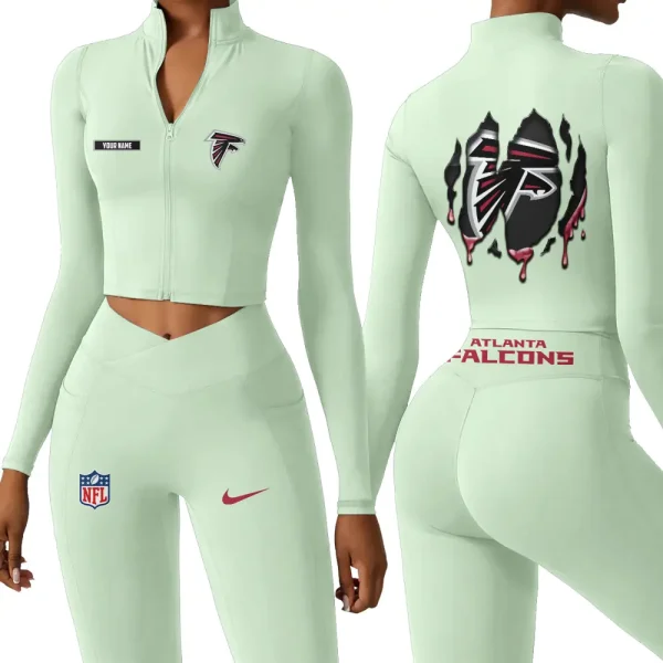 Atlanta Falcons Zipper Sports Top Women Gym Long Sleeve for Fitness SPTZSTW135