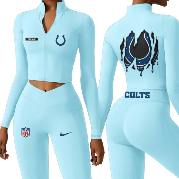 Indianapolis Colts Zipper Sports Top Women Gym Long Sleeve for Fitness SPTZSTW147