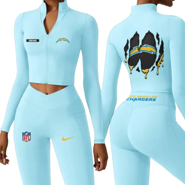 Los Angeles Chargers Zipper Sports Top Women Gym Long Sleeve for Fitness SPTZSTW151