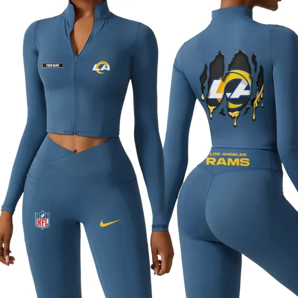 Los Angeles Rams Zipper Sports Top Women Gym Long Sleeve for Fitness SPTZSTW152