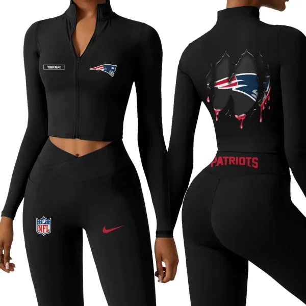 New England Patriots Zipper Sports Top Women Gym Long Sleeve for Fitness SPTZSTW155