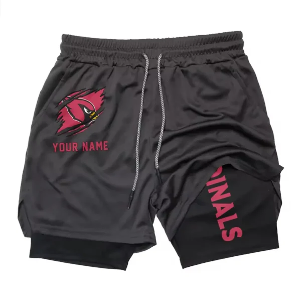 Arizona Cardinals Men Outdoor Casual Training Sports Shorts 2-in-1 Double-Layer Shorts SPT2LAYERS029 - Image 2