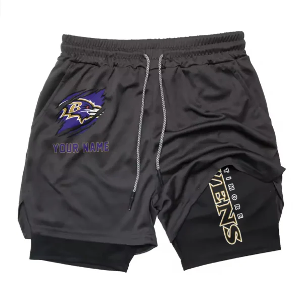 Baltimore Ravens Men Outdoor Casual Training Sports Shorts 2-in-1 Double-Layer Shorts SPT2LAYERS031 - Image 2
