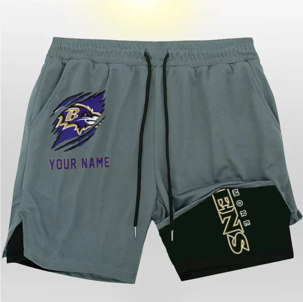 Baltimore Ravens Men Outdoor Casual Training Sports Shorts 2-in-1 Double-Layer Shorts SPT2LAYERS031 - Image 3