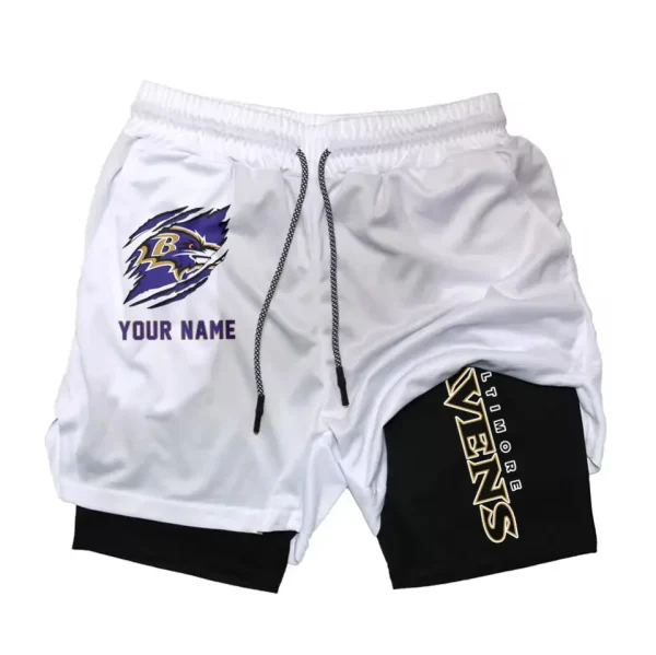 Baltimore Ravens Men Outdoor Casual Training Sports Shorts 2-in-1 Double-Layer Shorts SPT2LAYERS031 - Image 4