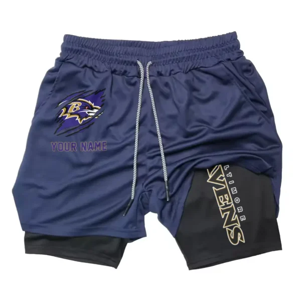 Baltimore Ravens Men Outdoor Casual Training Sports Shorts 2-in-1 Double-Layer Shorts SPT2LAYERS031 - Image 5
