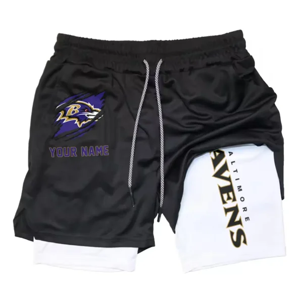 Baltimore Ravens Men Outdoor Casual Training Sports Shorts 2-in-1 Double-Layer Shorts SPT2LAYERS031 - Image 6