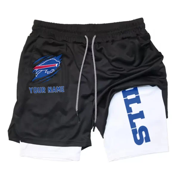 Buffalo Bills Men Outdoor Casual Training Sports Shorts 2-in-1 Double-Layer Shorts SPT2LAYERS032 - Image 2