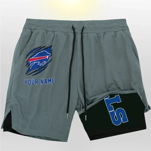 Buffalo Bills Men Outdoor Casual Training Sports Shorts 2-in-1 Double-Layer Shorts SPT2LAYERS032 - Image 5