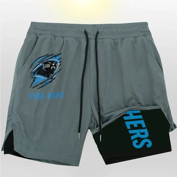Carolina Panthers Men Outdoor Casual Training Sports Shorts 2-in-1 Double-Layer Shorts SPT2LAYERS033 - Image 3