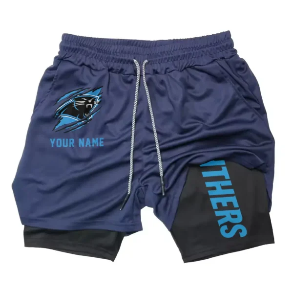 Carolina Panthers Men Outdoor Casual Training Sports Shorts 2-in-1 Double-Layer Shorts SPT2LAYERS033 - Image 5