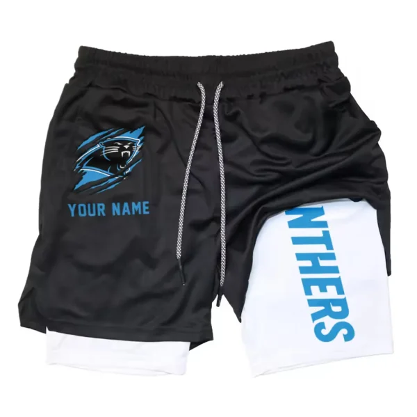 Carolina Panthers Men Outdoor Casual Training Sports Shorts 2-in-1 Double-Layer Shorts SPT2LAYERS033 - Image 6