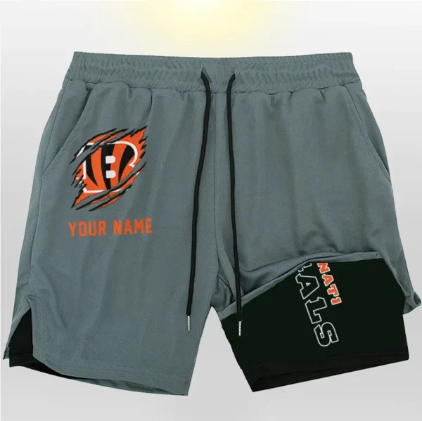 Cincinnati Bengals Men Outdoor Casual Training Sports Shorts 2-in-1 Double-Layer Shorts SPT2LAYERS035 - Image 3